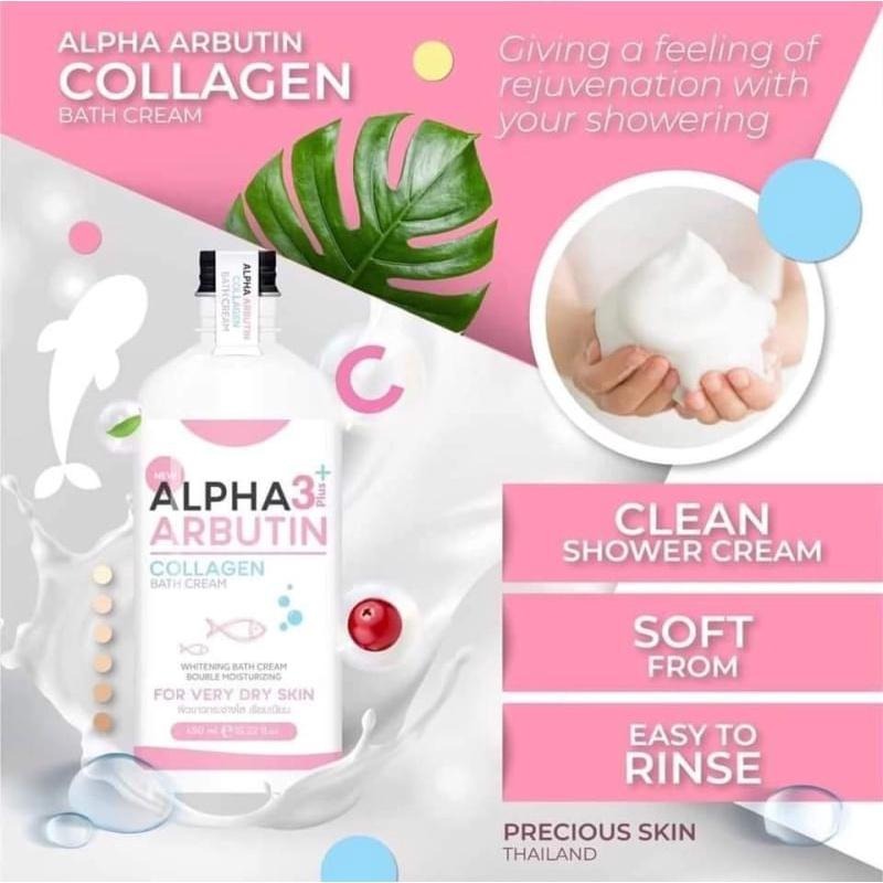 正版公司貨中文標已登錄 Alpha Arbutin Collagen Bath Cream 450ml pemutih-細節圖7