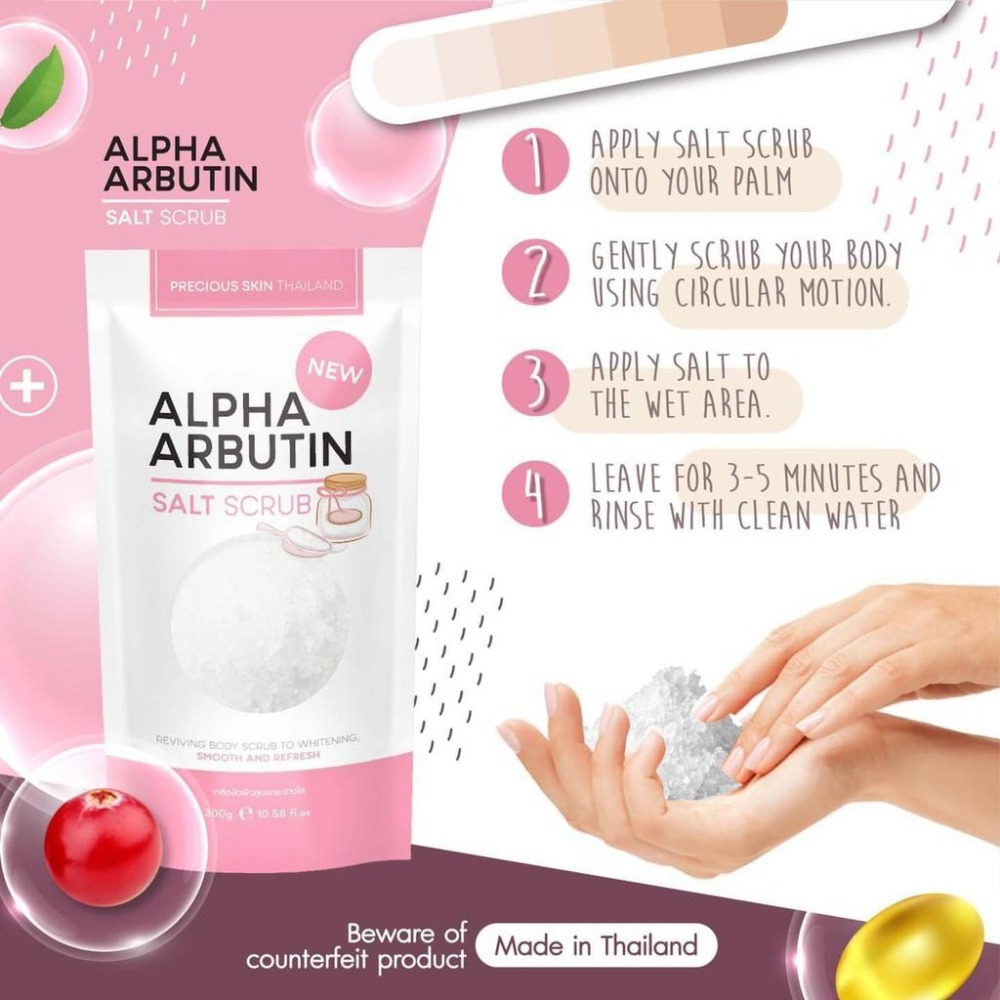 現貨 正版公司貨中文標已登錄 Alpha Arbutin Salt Scrub 熊果素去角質鹽 去角質磨砂 300g-細節圖5