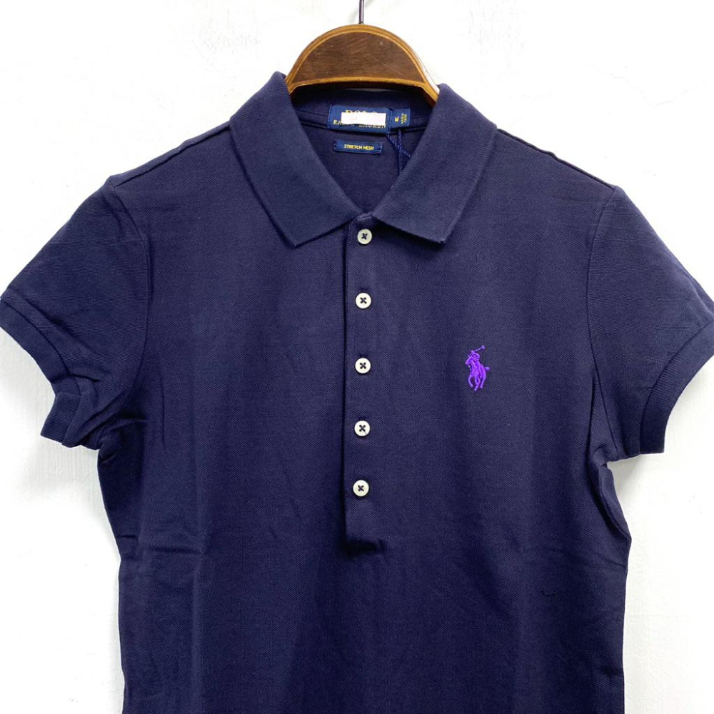 女-網眼彈力修身半開 POLO衫-細節圖6