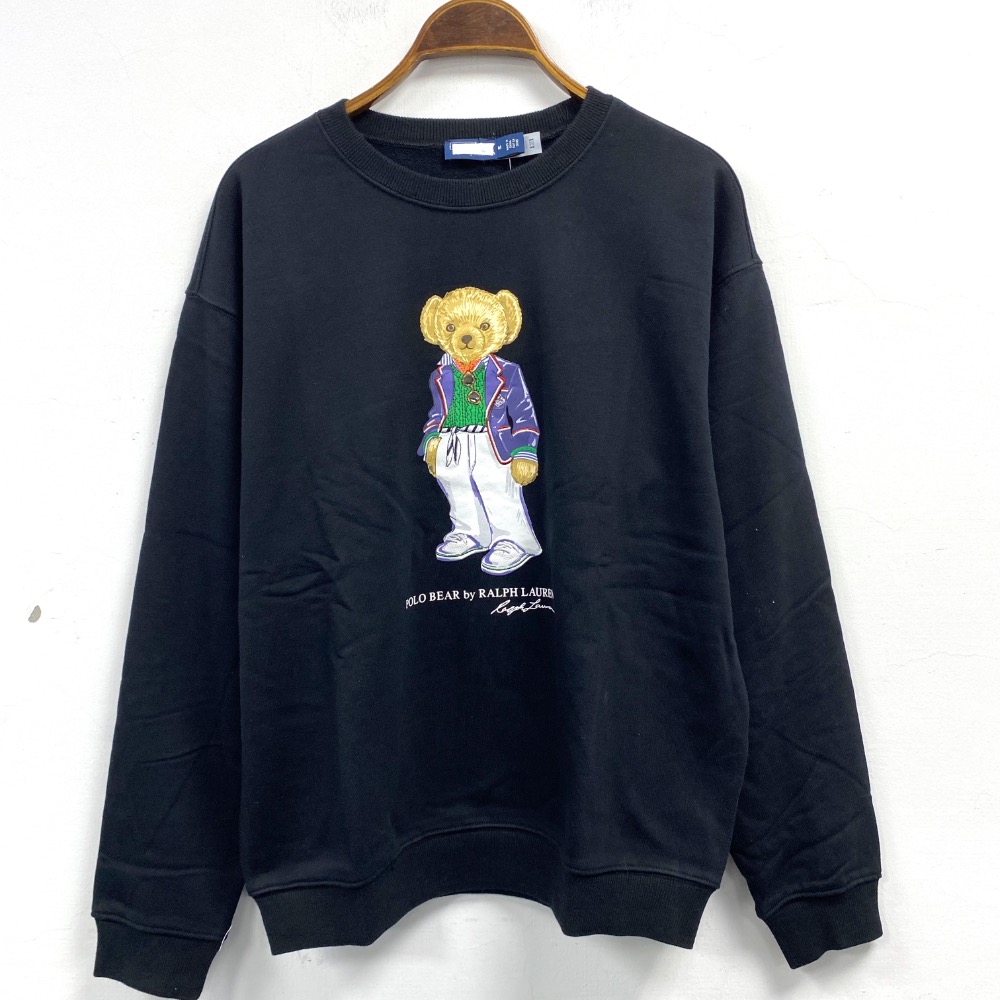 女-可愛熊寬版毛巾布圓領大學 T-細節圖5