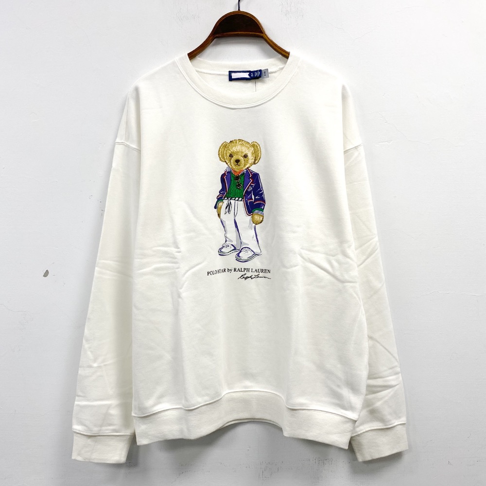 女-可愛熊寬版毛巾布圓領大學 T-細節圖7