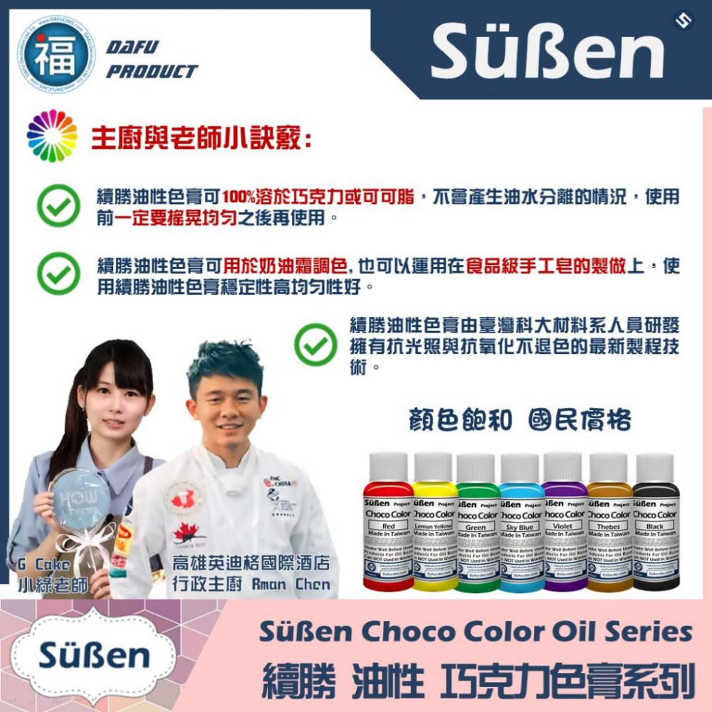 台灣製造現貨【續勝 巧克力油性色膏】20g 多色可選 巧克力調色 奶油霜手工皂可可脂星球蛋糕大福翻糖珠惠爾通Wilton-細節圖5