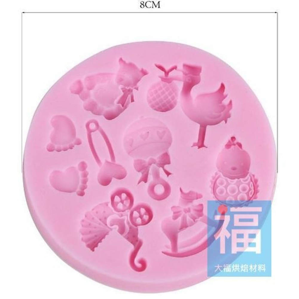 【嬰兒 配件 矽膠模】嬰孩 寶寶 嬰兒車 搖搖馬 手搖鈴 泰迪熊 送子鳥 翻糖模 矽膠模具 巧克力模 手工皂模 冰塊模-細節圖4