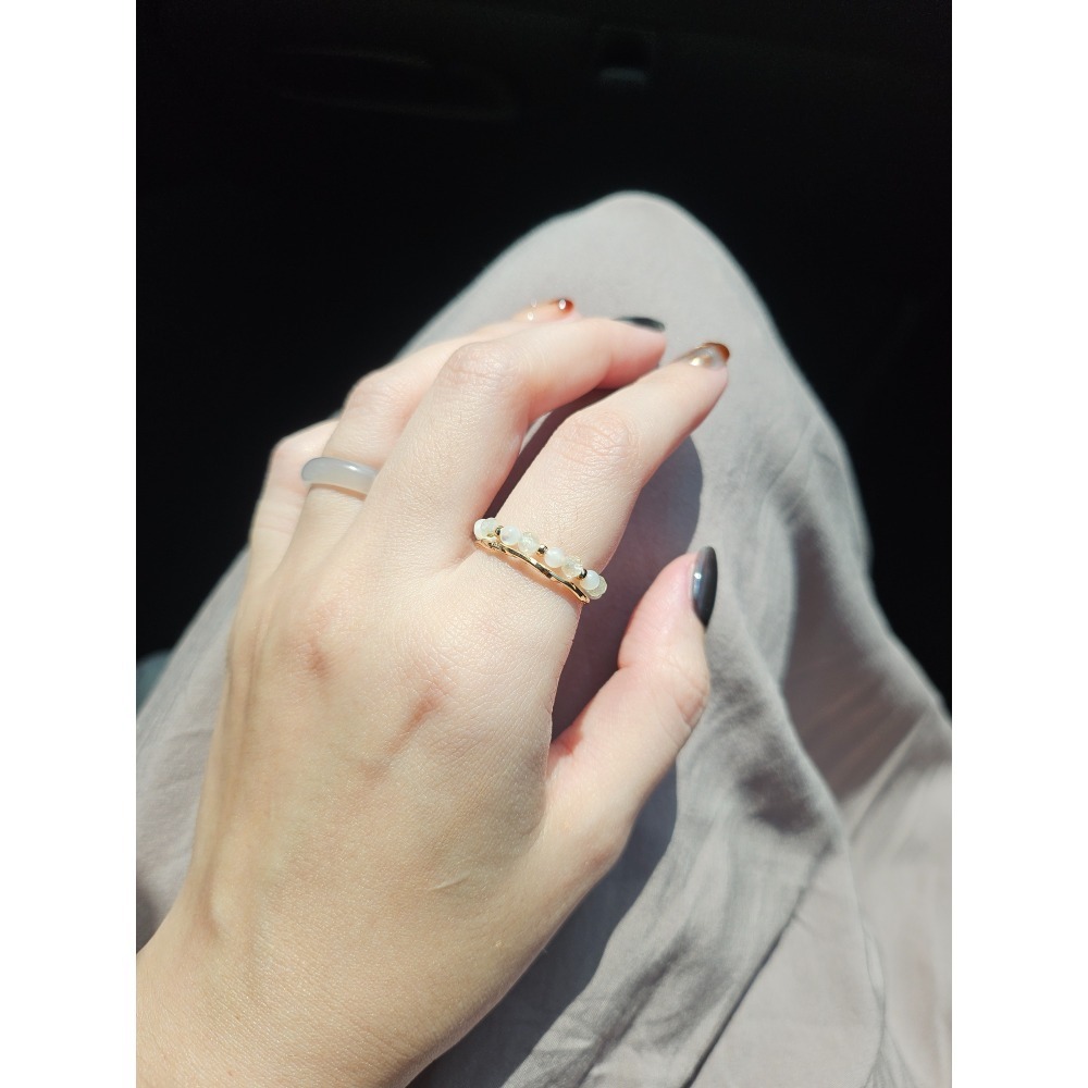 蘊晨｜綠葡萄x白蝶貝珍珠｜水晶戒指-細節圖4