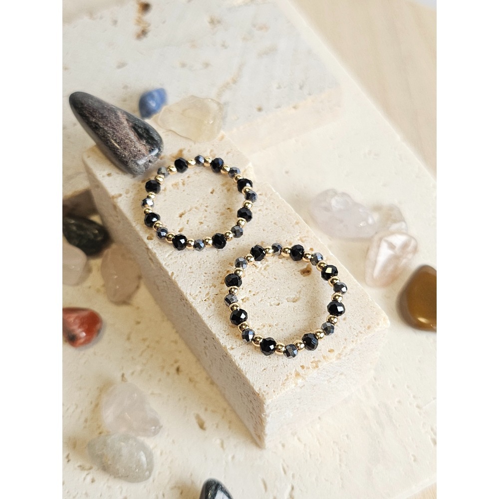 曜宵｜太赫茲 × 黑尖晶石｜水晶戒指-細節圖2