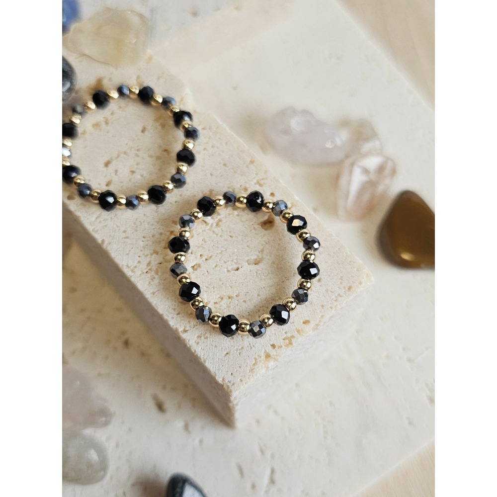 曜宵｜太赫茲 × 黑尖晶石｜水晶戒指-細節圖3