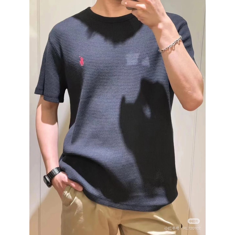 優雅老錢風經典四色 Ralph Lauren 小馬刺繡 純棉華夫格短袖 Tee-細節圖6