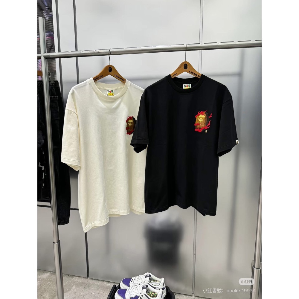 BAPE 富士山限定 猿人印花圖案休閒圓筒短袖T恤 男女同款-細節圖3