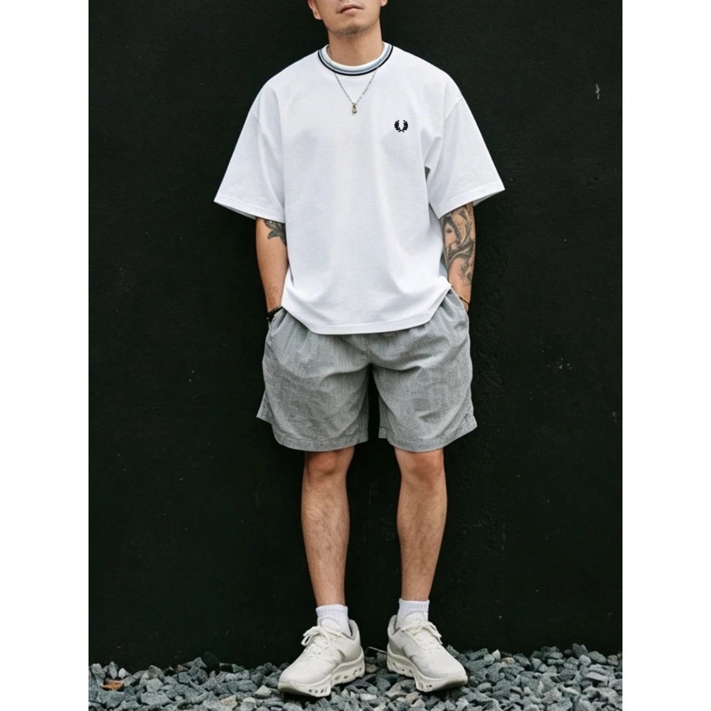 系英倫風＃【聯名合作款Fred Perry beams 聯名款 麥穗刺繡 珠地圓領T恤 男女同款 N554#-細節圖8