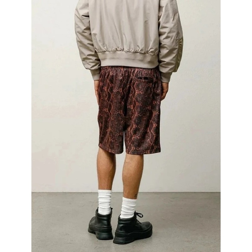 豹紋/蛇紋/迷彩#【重磅雙層網眼】stussy 經典徽標印花Logo 網眼寬松休閒短褲五分褲 男女同款-細節圖2