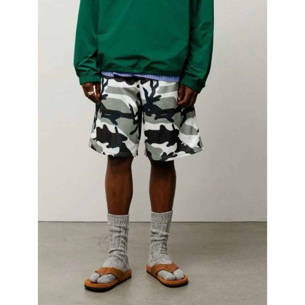 豹紋/蛇紋/迷彩#【重磅雙層網眼】stussy 經典徽標印花Logo 網眼寬松休閒短褲五分褲 男女同款-細節圖3