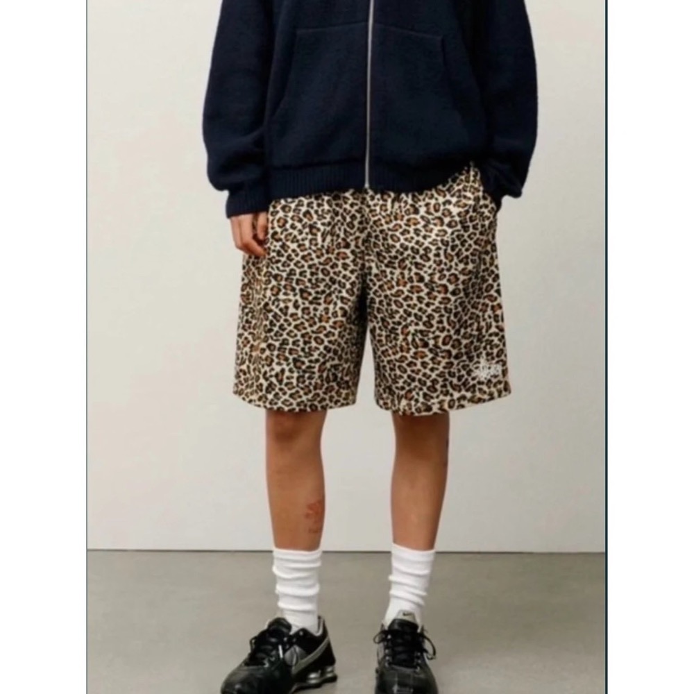 豹紋/蛇紋/迷彩#【重磅雙層網眼】stussy 經典徽標印花Logo 網眼寬松休閒短褲五分褲 男女同款-細節圖5