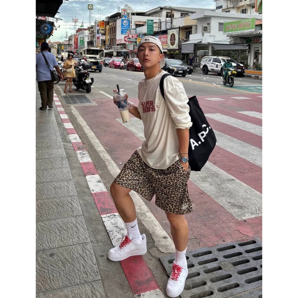 豹紋/蛇紋/迷彩#【重磅雙層網眼】stussy 經典徽標印花Logo 網眼寬松休閒短褲五分褲 男女同款-細節圖9