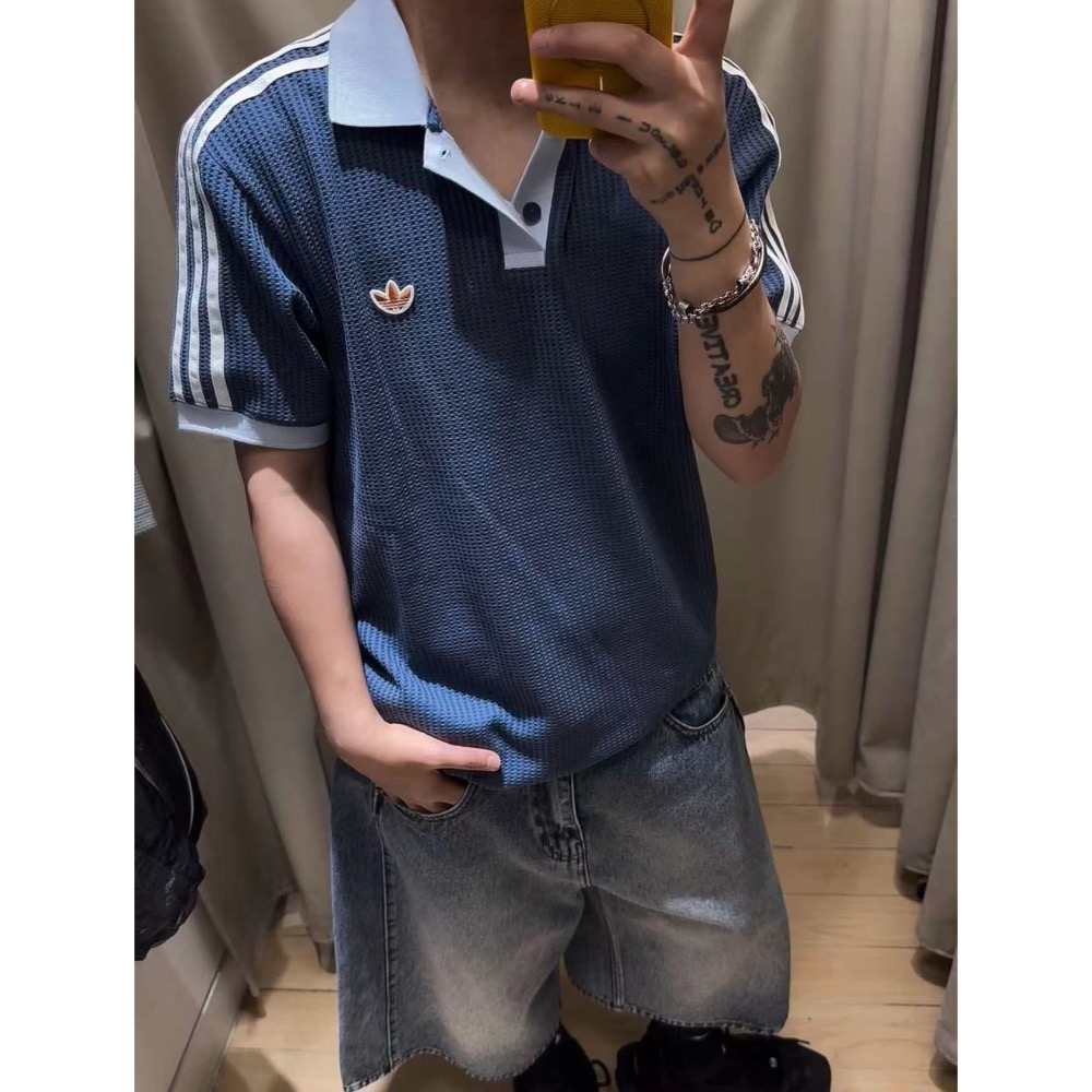 Adidas 校園風華夫格polo-細節圖2