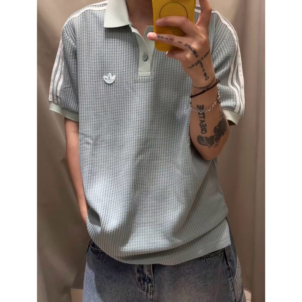 Adidas 校園風華夫格polo-細節圖5