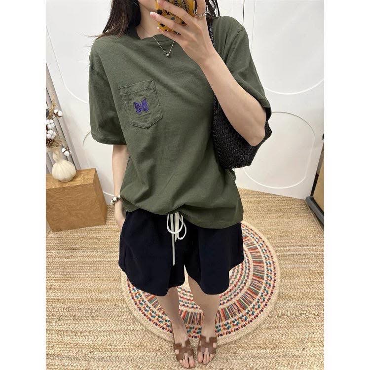 🦋日潮復古#【26ss新款】Needles 口袋蝴蝶刺繡Logo 短袖T恤 男女同款-細節圖10