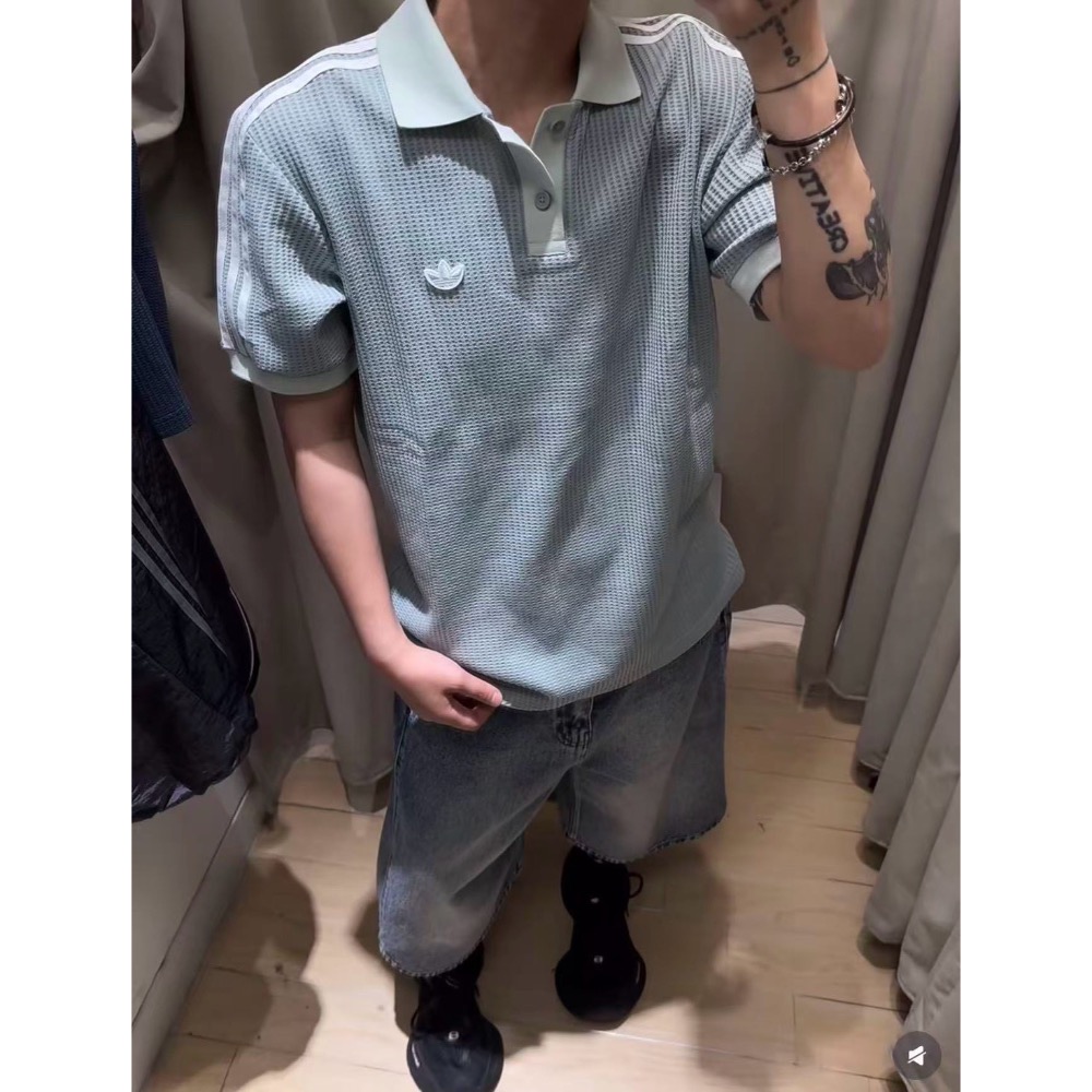 Adidas 校園風華夫格polo-細節圖2