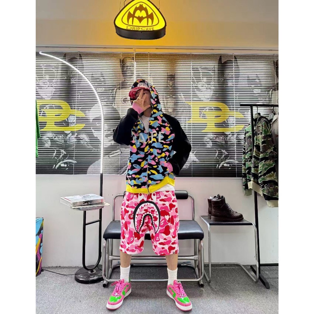Bape26SS經典迷彩鯊魚短褲-細節圖2