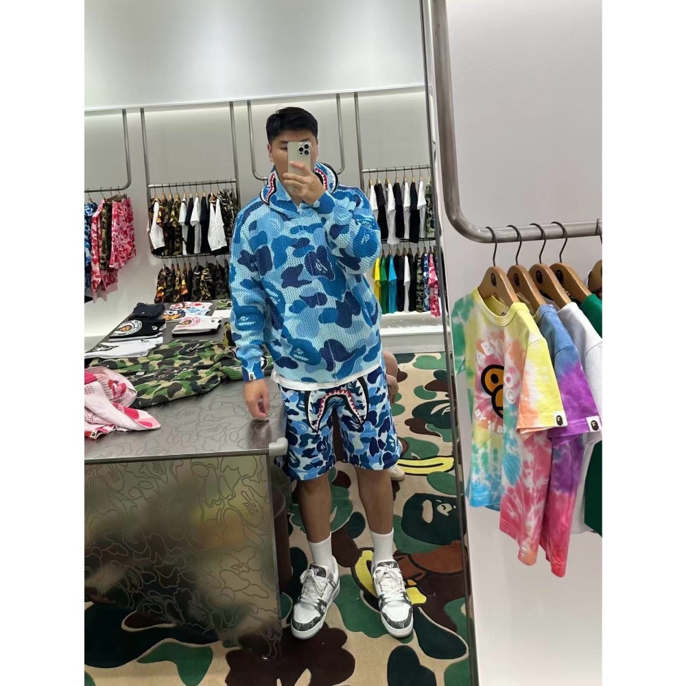 Bape26SS經典迷彩鯊魚短褲-細節圖3