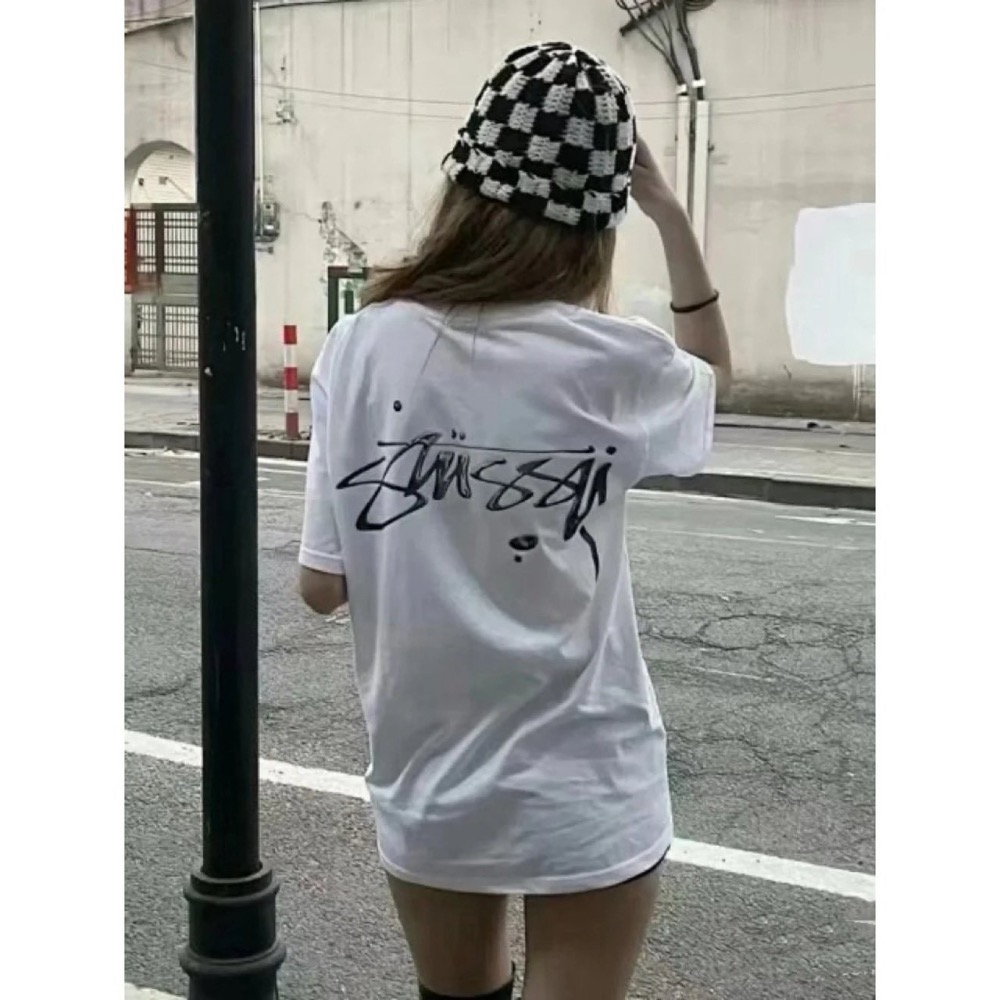 Stussy 液態水銀  Logo棉短袖T恤 男女同款-細節圖6