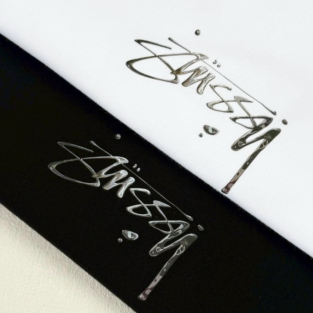 Stussy 液態水銀  Logo棉短袖T恤 男女同款-細節圖7