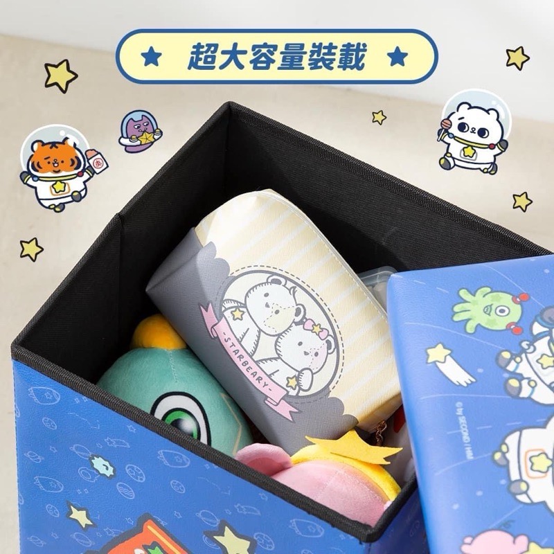 ￼【現貨】 熊嗨星樂園 熊嗨星 爽爽貓X小勞撫 聯名 二合一 方型收納椅凳-細節圖2