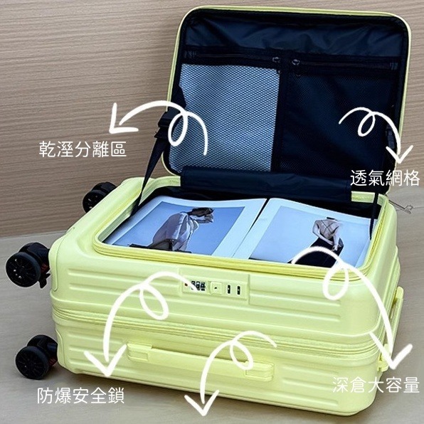 檢驗優良 全新款 1:9開 側開口行李箱 側開行李箱 登機箱 旅行箱 輕便彈簧減震剎車輪靜音輪可擴展大容量密碼鎖-規格圖7