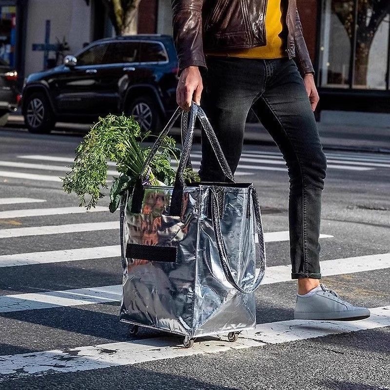 浩肯包 便攜式摺疊 萬向輪 折疊手拉車 功能戶外折疊拉車包 輪子購物袋 買菜袋 血拼包 帶輪拉車袋 拖輪購物 多輪手推車-細節圖3