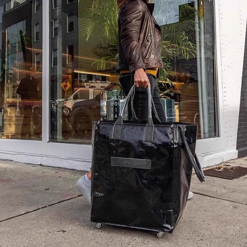 浩肯包 便攜式摺疊 萬向輪 折疊手拉車 功能戶外折疊拉車包 輪子購物袋 買菜袋 血拼包 帶輪拉車袋 拖輪購物 多輪手推車-細節圖5