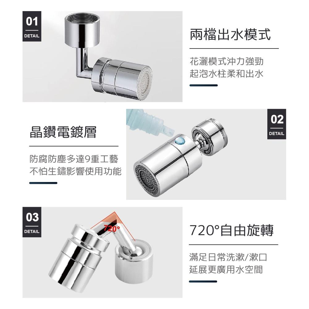 【ENJOY LIFE】720°萬向旋轉水龍頭 兩檔出水模式 洗漱神器 臉盆水龍頭 水龍頭延長器 花灑嘴-細節圖2