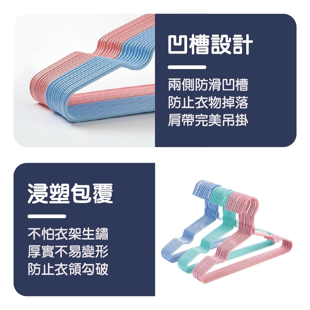 【ENJOY LIFE】 浸塑繽彩無痕衣架 衣架 防滑衣架 覆膜衣架 防滑衣架 成人衣架 兒童衣架 生活-細節圖3