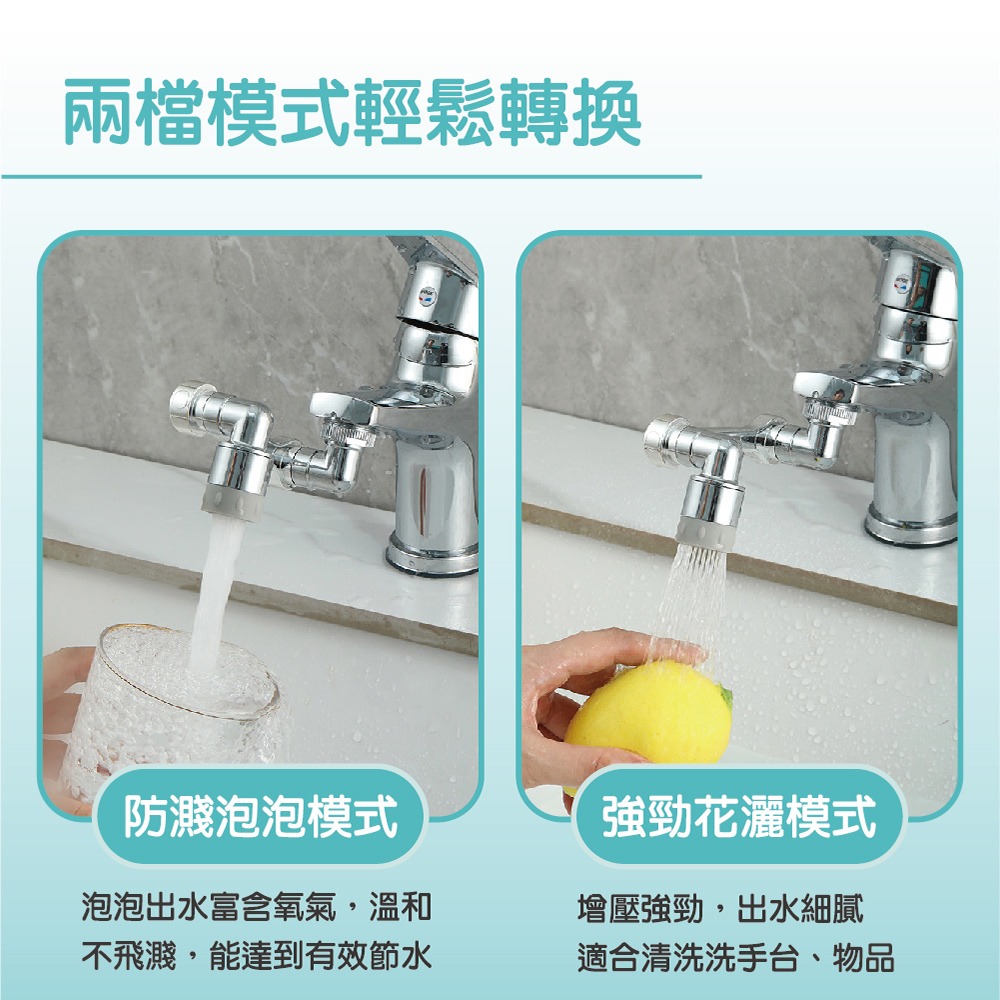 【ENJOY LIFE】1080°機械臂水龍頭 萬向旋轉通用 水龍頭延長器 萬向水龍頭 龍頭轉接頭 水龍頭 兩檔模式-細節圖4