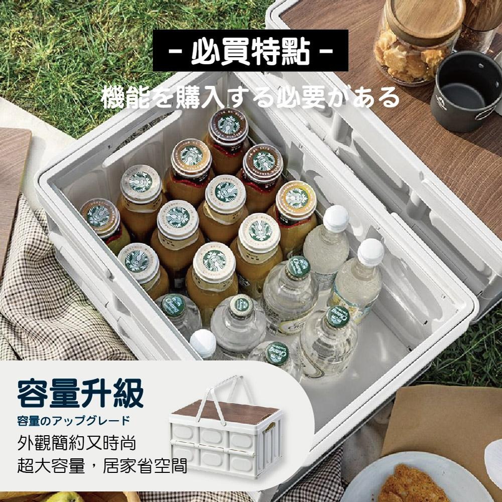 【ENJOY LIFE】手提款木蓋摺疊收納箱 55L 戶外折疊收納箱 摺疊箱 露營 折疊式收納 野餐 汽車收納箱-細節圖5