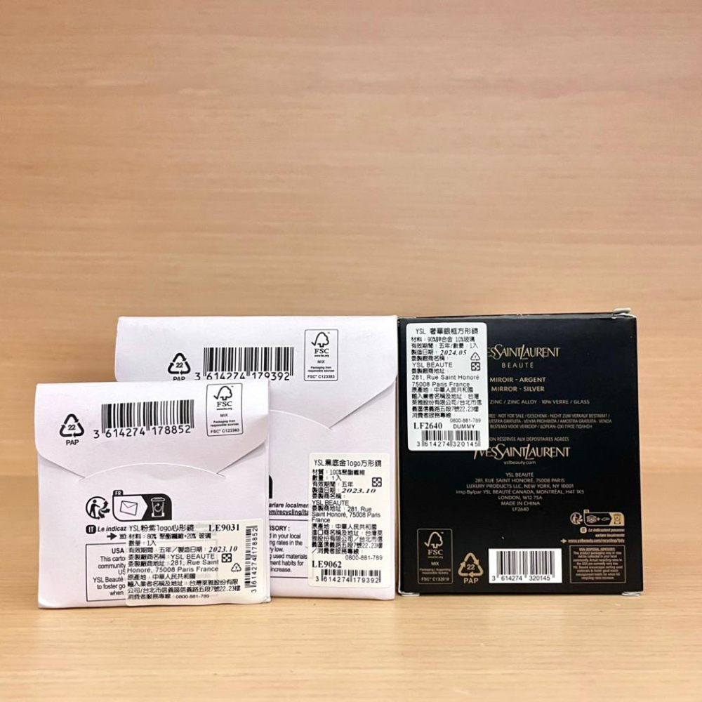 栗子美妝🌰｜YSL 黑底金LOGO方形鏡 粉紫logo心形鏡 奢華銀框方形鏡 隨身鏡 補妝鏡 聖羅蘭 專櫃化妝鏡-細節圖3