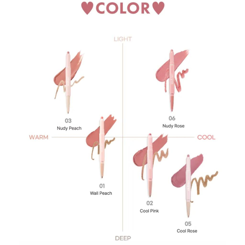 栗子美妝🌰｜Colorgram 多功能雙頭唇線筆 無關稅 台灣現貨 01 06 舒華代言 唇筆 韓國唇筆-細節圖2