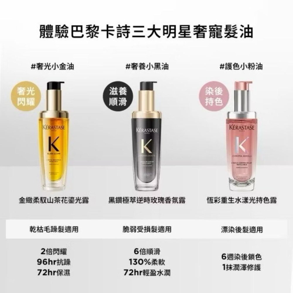 栗子美妝🌰｜巴黎卡詩 專櫃中文標 黑鑽極萃逆時玫瑰香氛露 15ml 30ml 小樣 KERASTASE 護髮油 黑鑽髮油-細節圖5