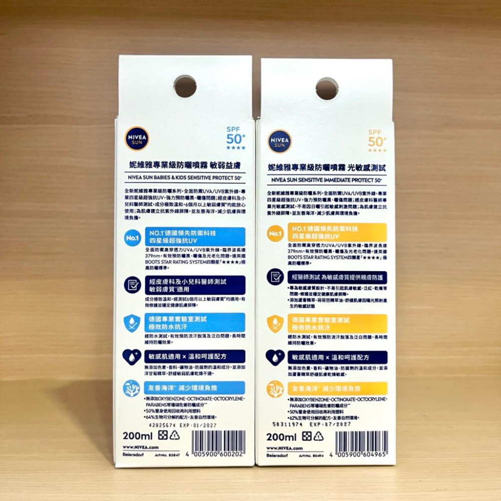栗子美妝🌰｜NIVEA 妮維雅 專業級防曬噴霧 敏弱益膚 200ml 專業級防曬乳 光敏感測試 全新正貨-細節圖2