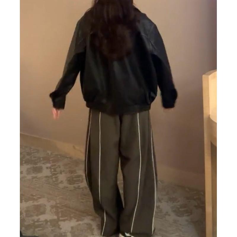 JINRONG 復古個性刷舊皮夾克 皮衣外套（送貝雷帽&髮圈）-細節圖7