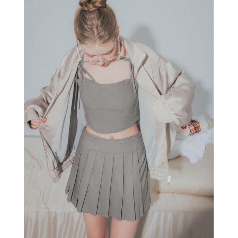 Meier.Q x oiiv-立領緞面壓線外套 銀灰L 全新-細節圖2