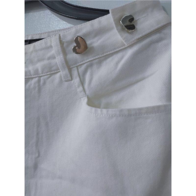 ziziFei 復古愛心開叉白色直筒褲-細節圖5