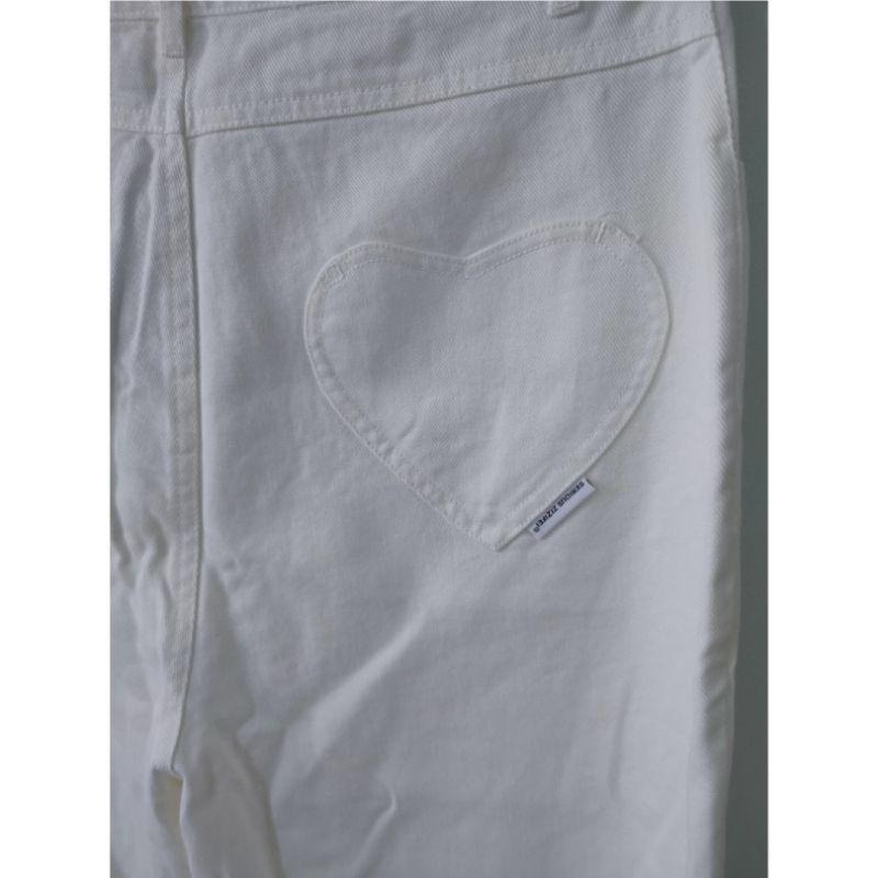 ziziFei 復古愛心開叉白色直筒褲-細節圖6