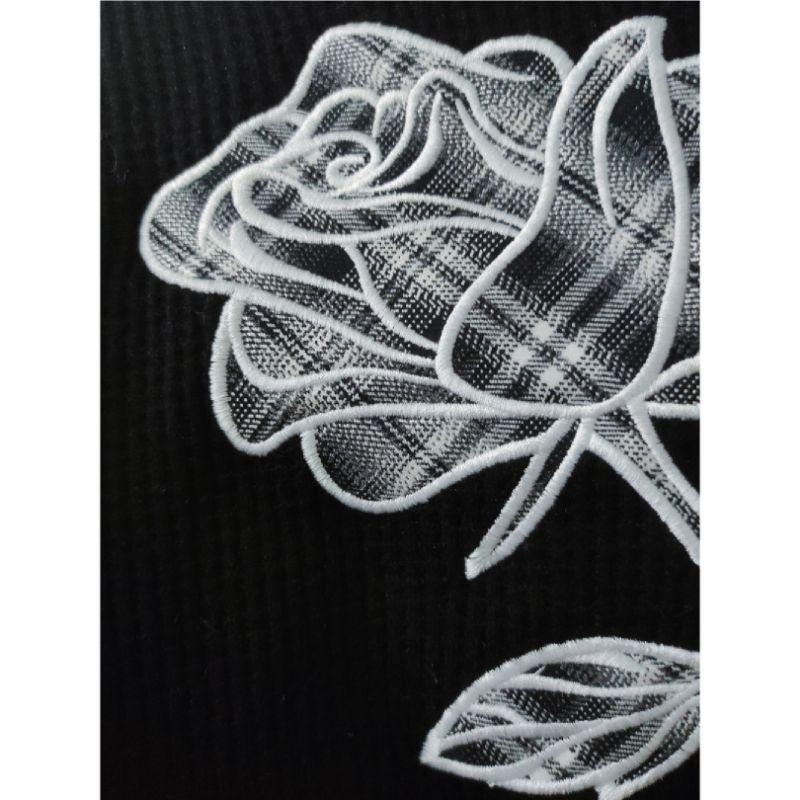 ziziFei黑色polo領玫瑰花刺繡衛衣-細節圖5