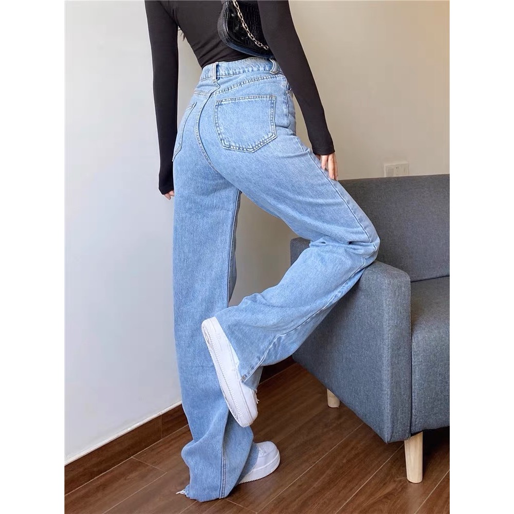 淺藍色牛仔寬褲-細節圖2