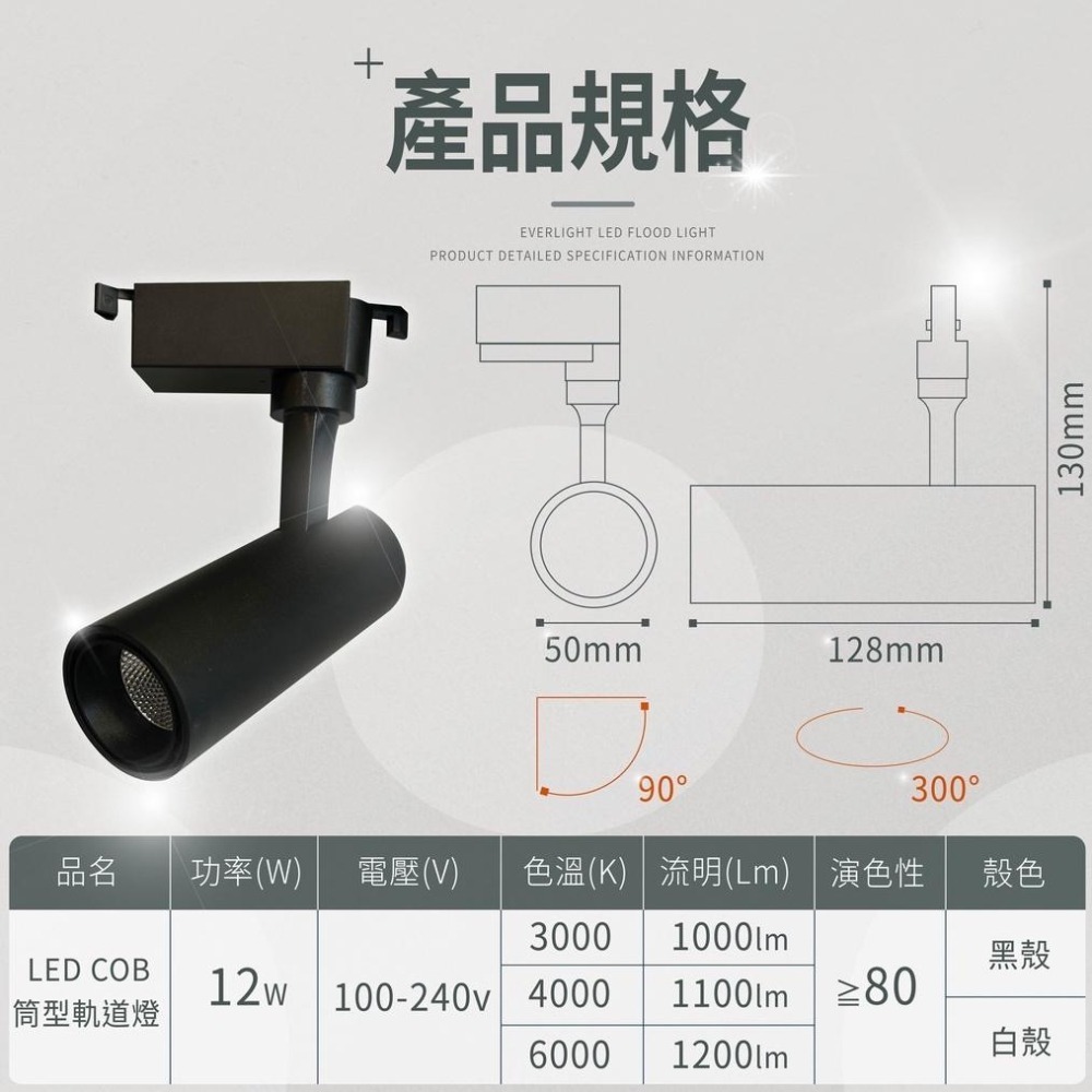 🔥2023新款🔥 LED 12W 軌道燈 COB 筒型【黑殼/白殼】白光/黃光/自然光 升級款❤️ 咖啡廳 / 裝潢燈-細節圖9