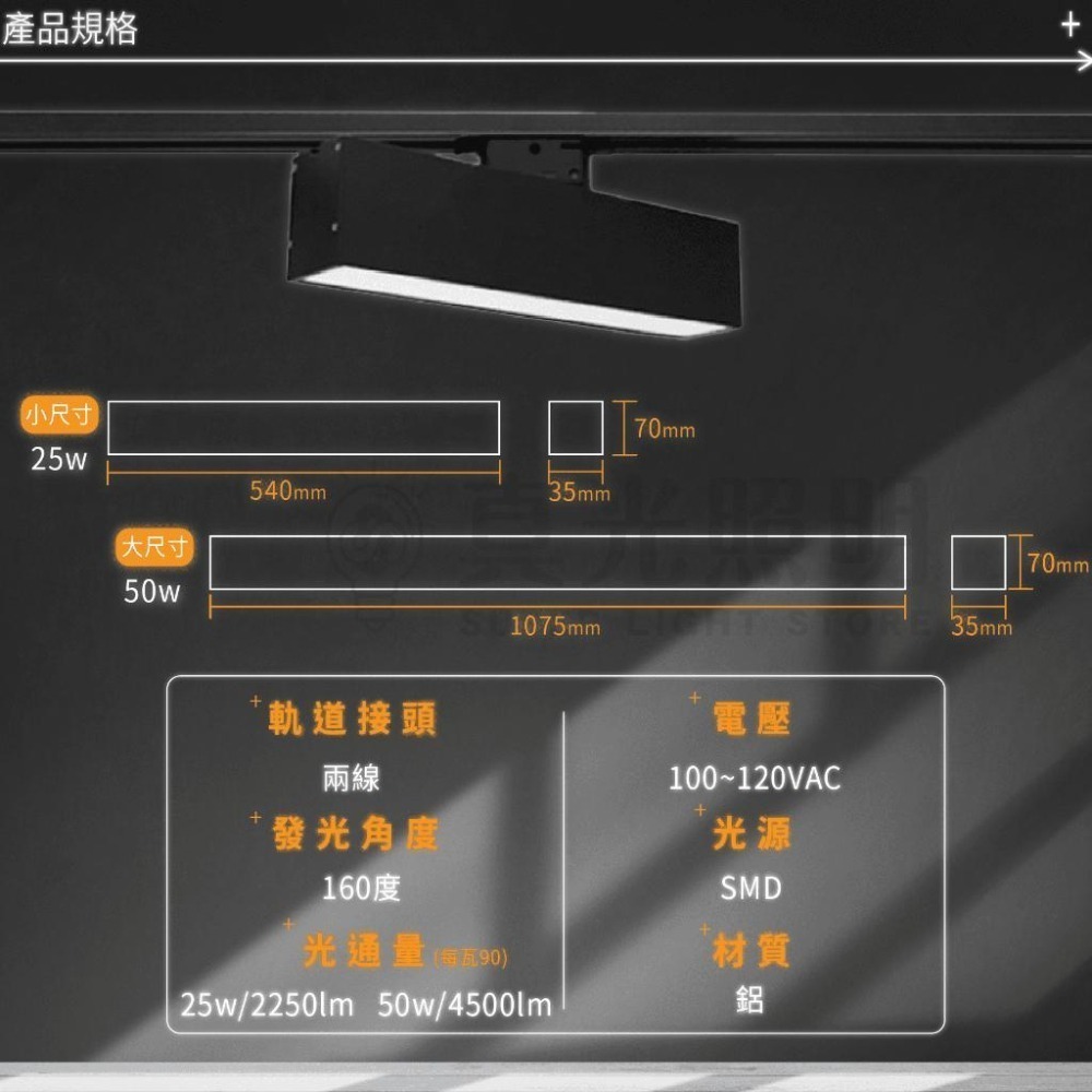 🔥新品🔥 ✨ 泛光型軌道線條燈 ✨50W / 25W LED軌道燈 補光軌道燈 柔光軌道燈 店舖好幫手🧡-細節圖5