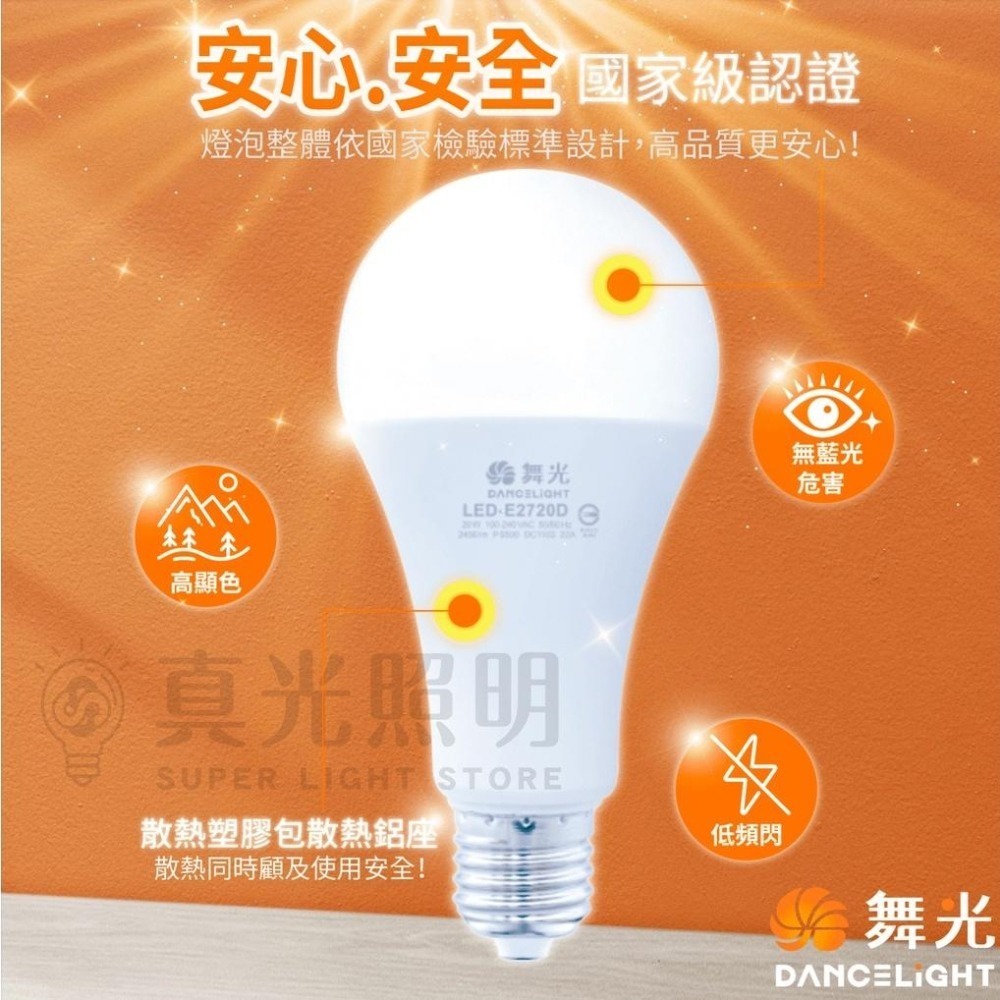 ✨新品上市🧨  舞光 E27 20W Led燈泡💡 全電壓球泡燈 商用 家用燈泡 白光/黃光 高演色 大廣角照明-細節圖2