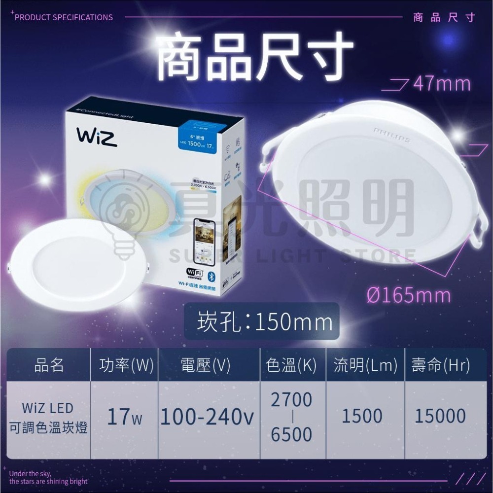 💙 Philips 飛利浦 💡 🔮 WiZ 智慧照明 可調色溫調光崁燈 崁孔15cm 全電壓 智能嵌燈-細節圖8