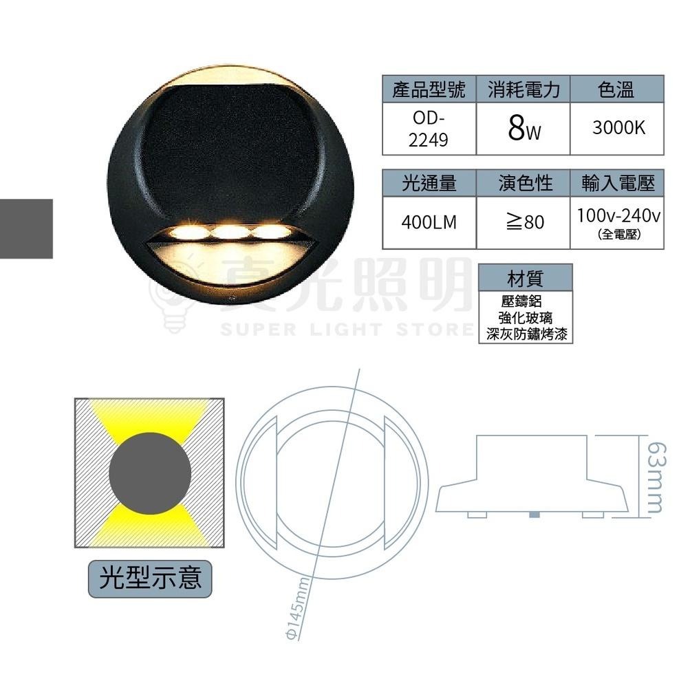 舞光LED 8W艾瑪戶外壁燈(黃光) OD-2249-細節圖3