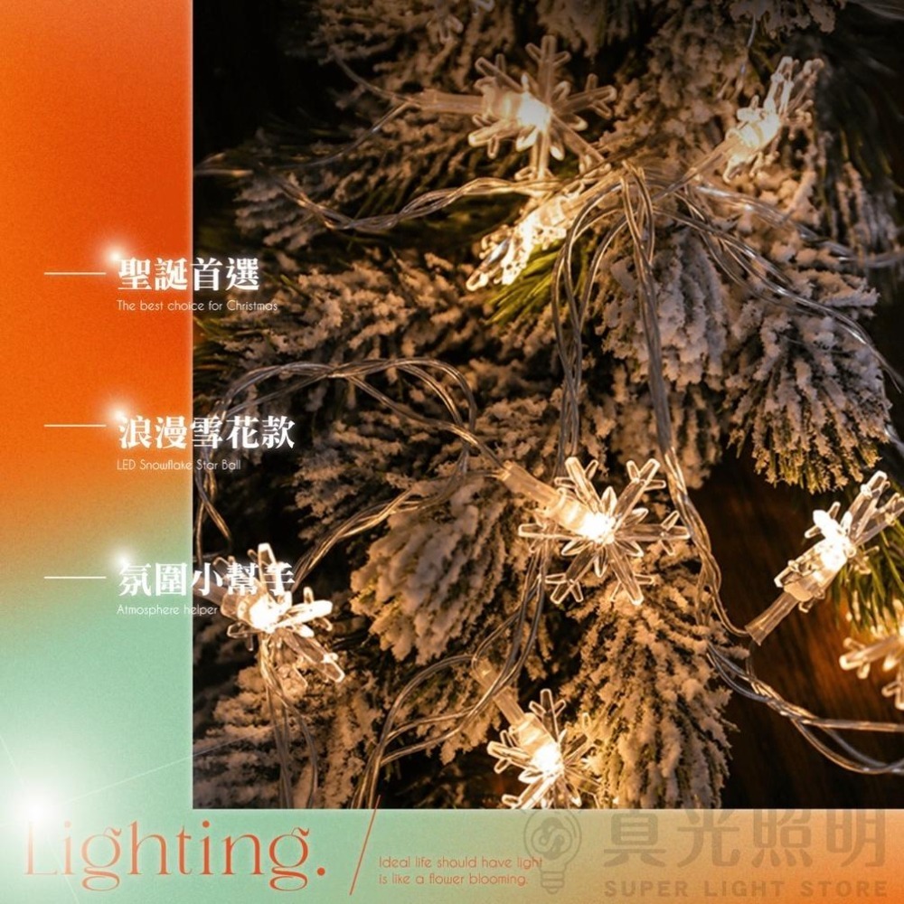 🎄聖誕首選🎅🏻 LED燈串 雪花燈串 五模式/10米/100燈/插電款 ✨新品❄️暖白/彩色 背景裝飾燈 相片燈 佈置燈-細節圖2