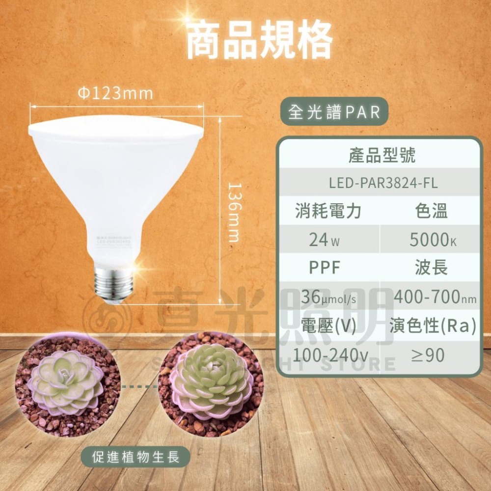 🧡 舞光LED ⚡️ 紅藍光譜 植物PAR燈 全光譜 LED E27/24w 植物用 多肉植物燈 植物生長燈 防塵防水-細節圖6